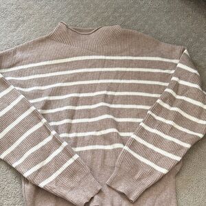 Striped Brown and White Women's Sweater